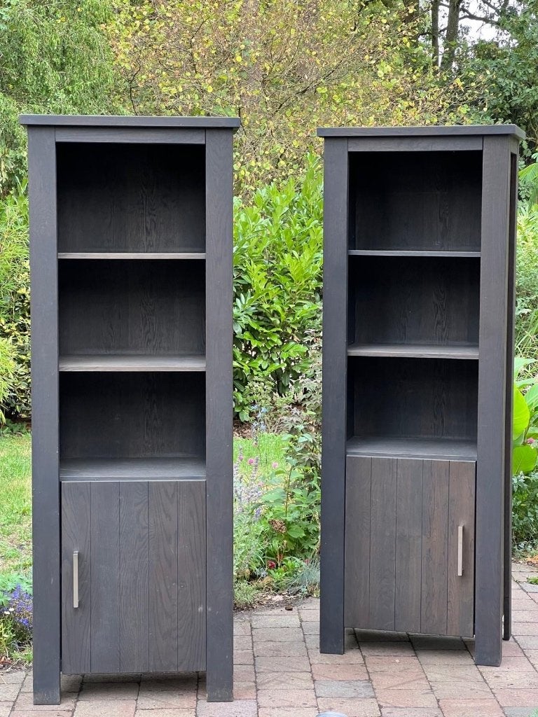 eiken boekenkasten set – donkergrijs/antraciet 193x65x45 cm, Huis en Inrichting, Kasten | Ladekasten, Ophalen, Landelijk, industrieel, mancave