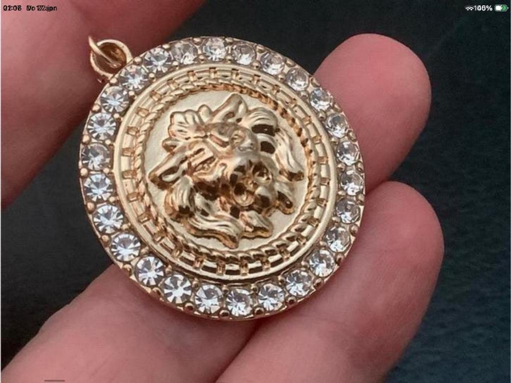 Mooi vintage Kettinghanger meander met zirkoon GP verguld, Verzenden, Zo goed als nieuw, Goud, Met edelsteen
