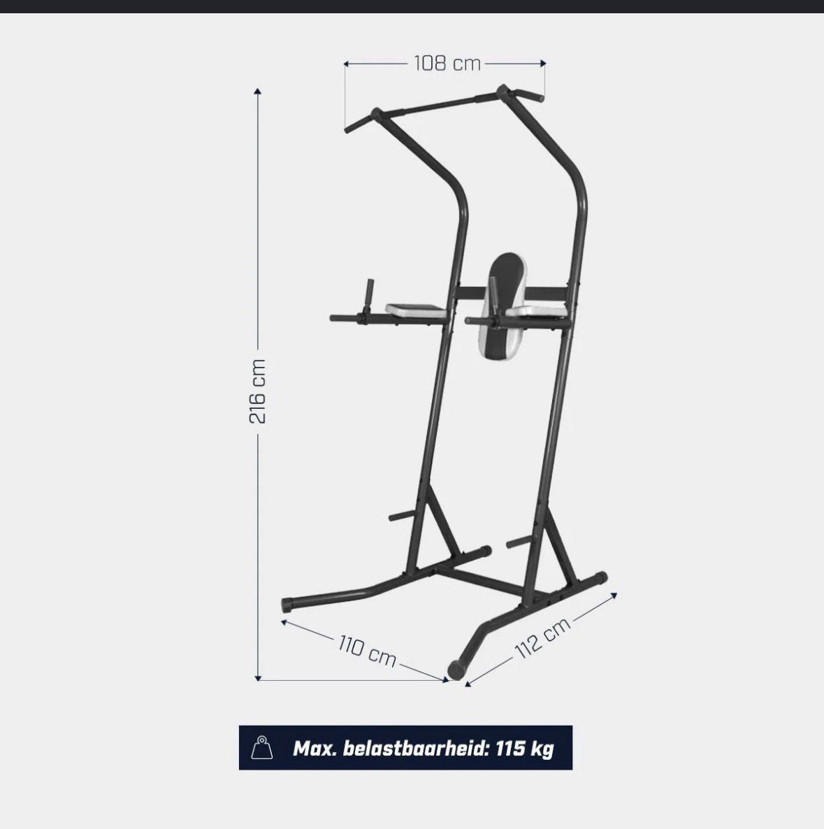 Powerstation ZGAN Pull Up/Dip combinatie, 100 liter of meer, Ophalen, Zo goed als nieuw, Transportkar