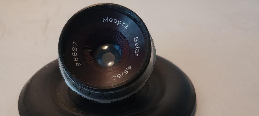 Meopta Belar 1:4,5mm 50mm vergrotingsobjectief, Ophalen of Verzenden, 1940 tot 1960, Lens of Lenzen