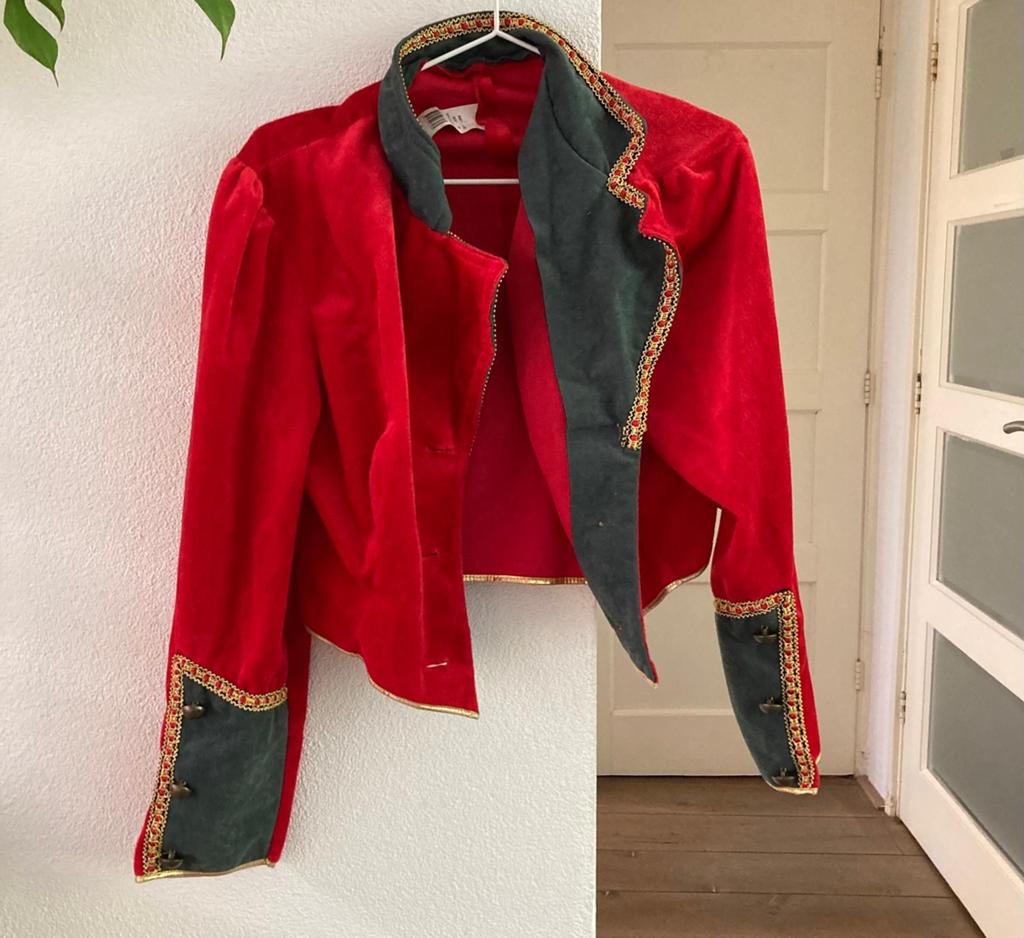 Rood fluwelen jasje Wilber's carnaval maat 44, Ophalen, Carnaval, Maat 42/44 (L), Kleding