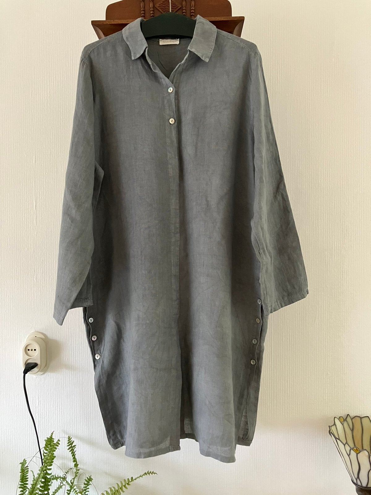 Sixty Days grijze 100% linnen jurk mt XL izgs, Kleding | Dames, Grote Maten, Ophalen of Verzenden, Gedragen, Grijs, Jurk