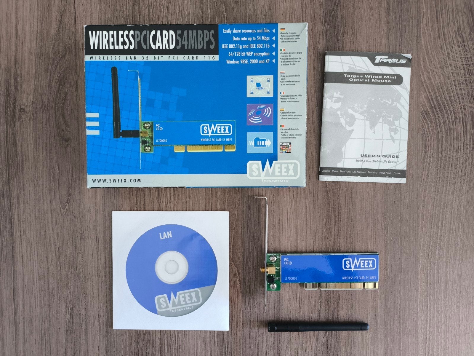 Sweex Wireless PCI Card 54Mbps met Antenne en CD, Ophalen, Gebruikt, Sweex