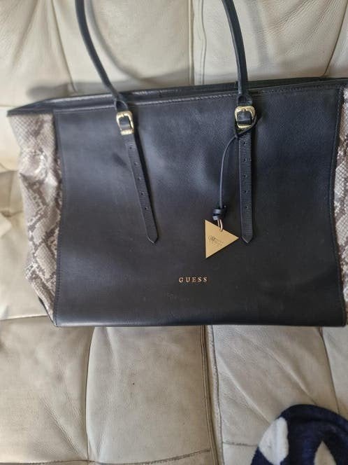 Guess handtas zwart met slangenprint details, Ophalen of Verzenden