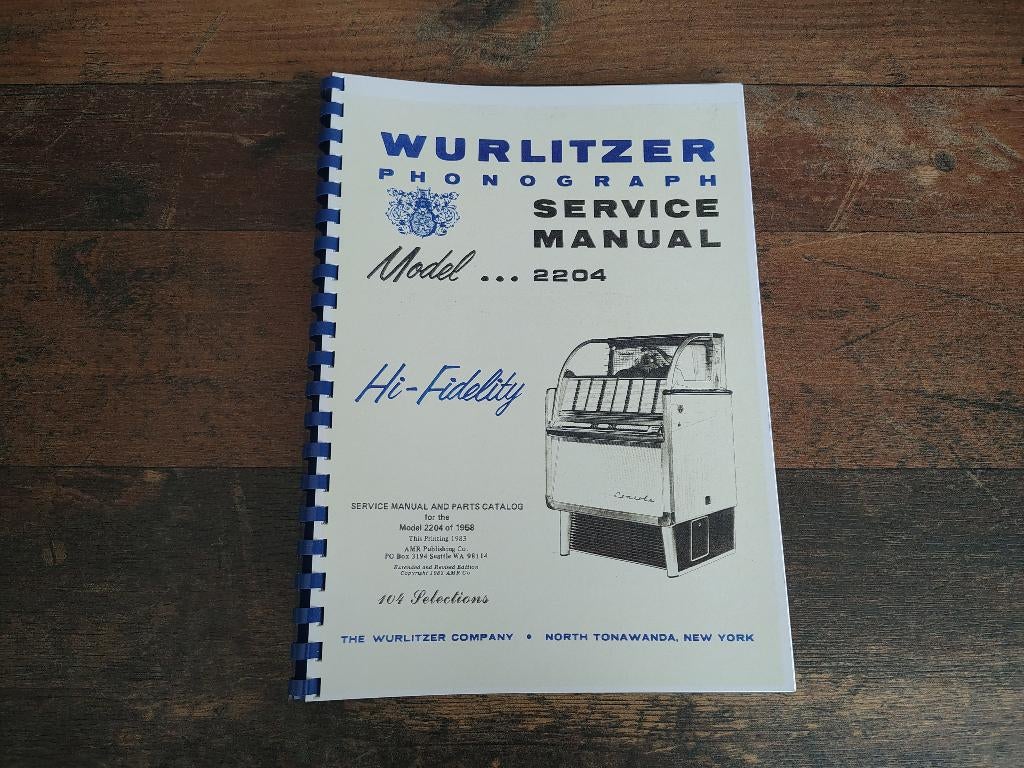Service Manual: Wurlitzer 2204 (1958) jukebox nieuw !!, Verzenden, Nieuw, 1950 tot 1960, Seeburg