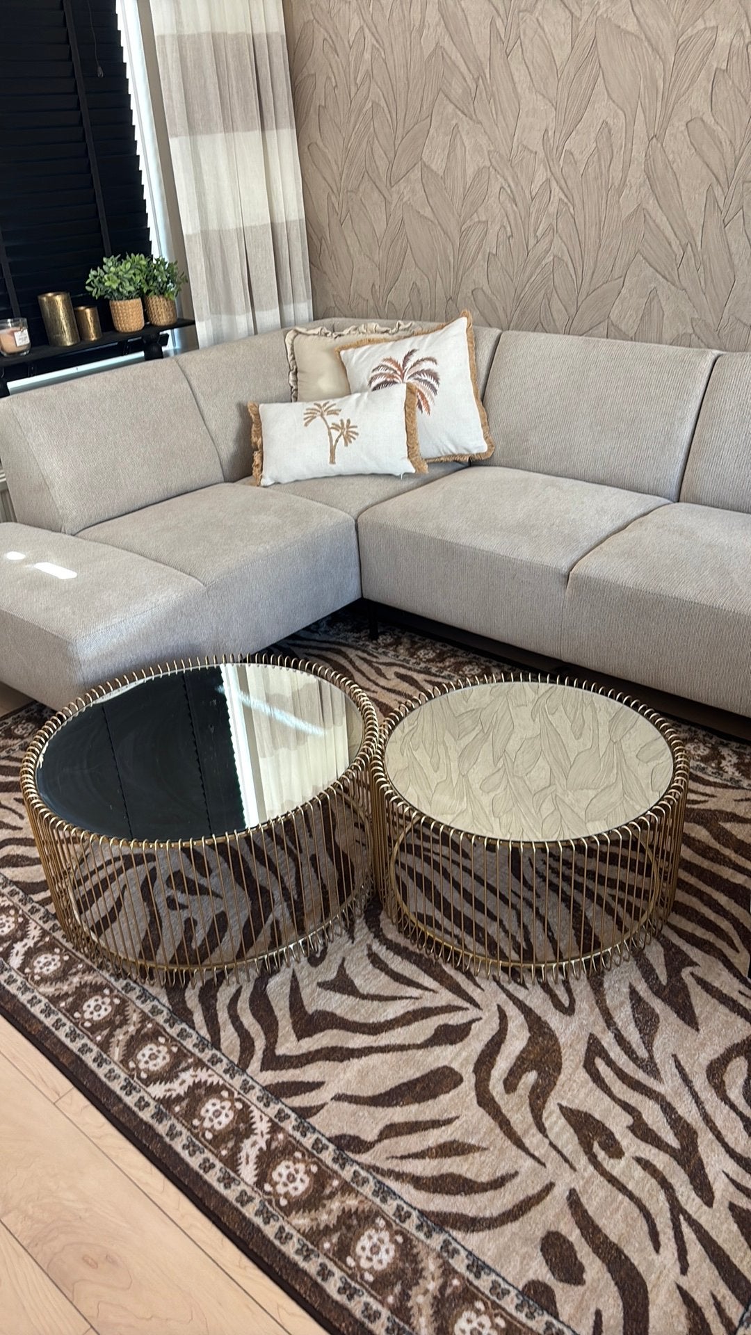Salontafel goud metaal, Ophalen, 100 tot 150 cm, 50 tot 100 cm, Zo goed als nieuw