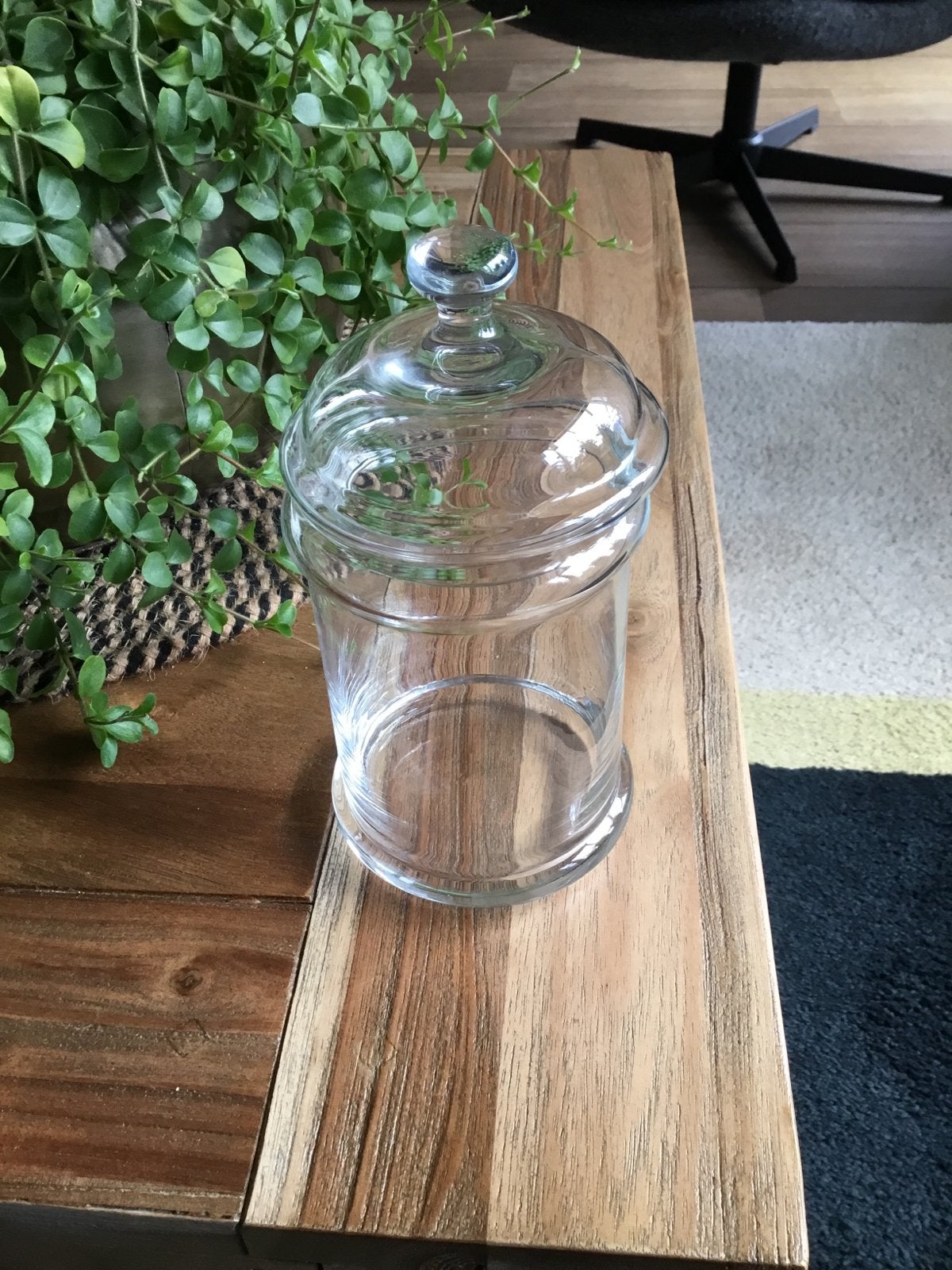 Glazen stolpje / potje met deksel - 18 cm, Huis en Inrichting, Woonaccessoires | Stolpen, Ophalen, Zo goed als nieuw