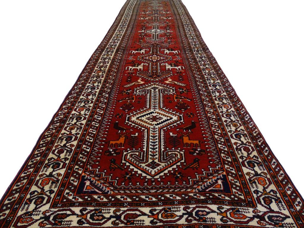 Perzisch tapijt - Hamadan - 410 x 94 cm - Handgeknoopt, -, -, 200 cm of meer, Zo goed als nieuw