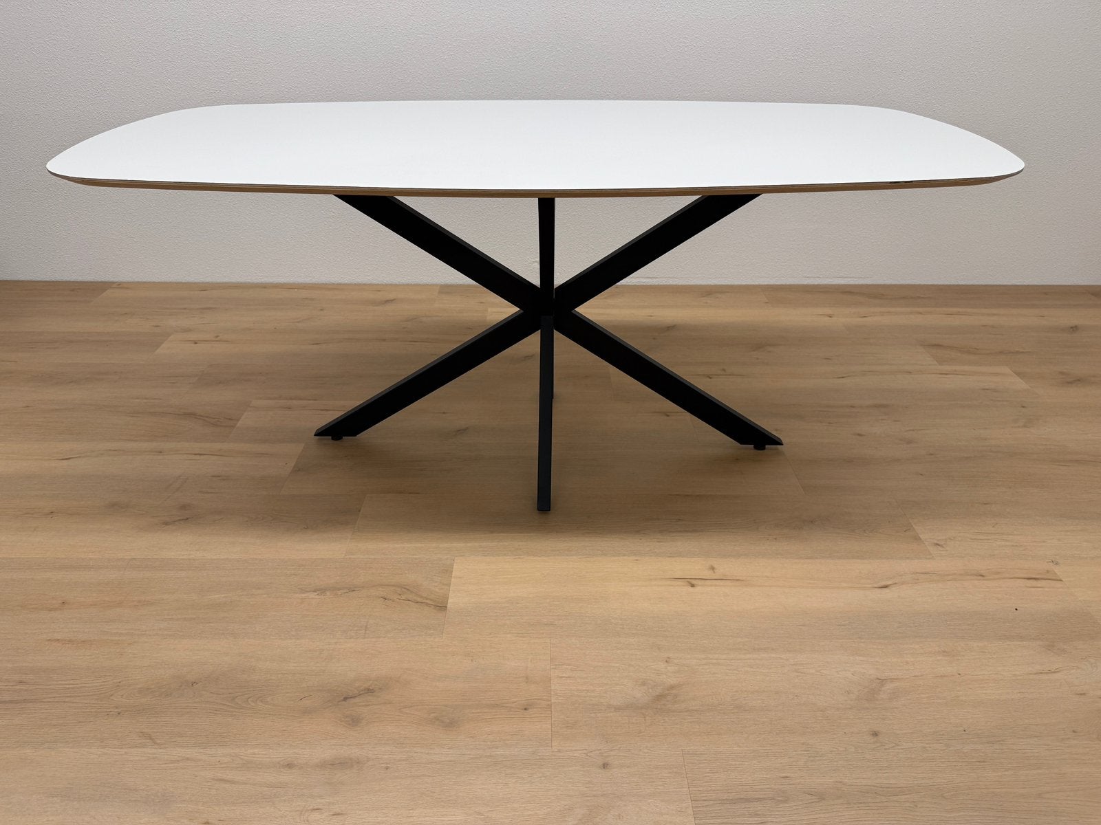 Deens ovale eettafel 180x90 - Wit HPL - Direct Leverbaar, Huis en Inrichting, Zo goed als nieuw, 150 tot 200 cm, Ovaal, Info@betaalbaar-design.nl