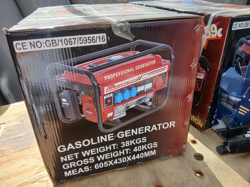 Powertech PT6500W Benzine Stroomgenerator - Nieuw in doos, Ophalen