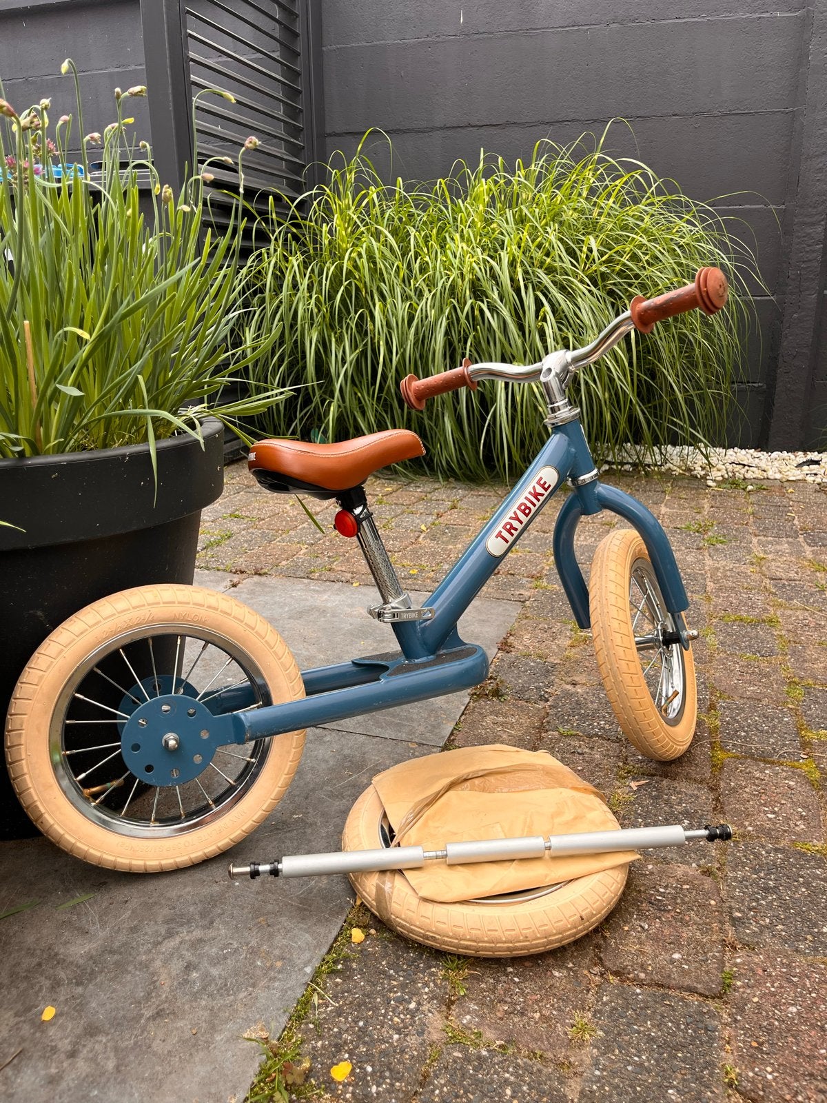 Trybike loopfiets 2-in-1 vintage blauw, Ophalen of Verzenden, Gebruikt, 16 tot 20 inch