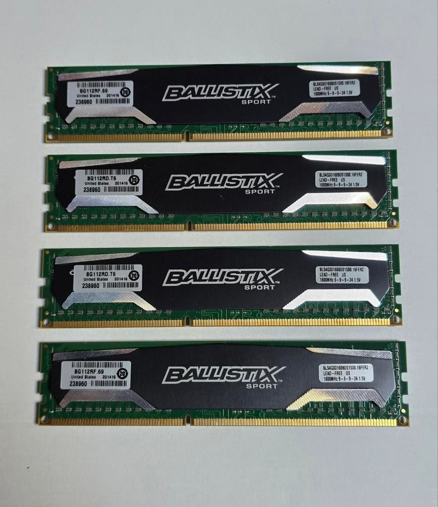 16GB DDR3 werkgeheugen (4 modules van 4GB), DDR3, Ophalen of Verzenden, Zo goed als nieuw, Desktop