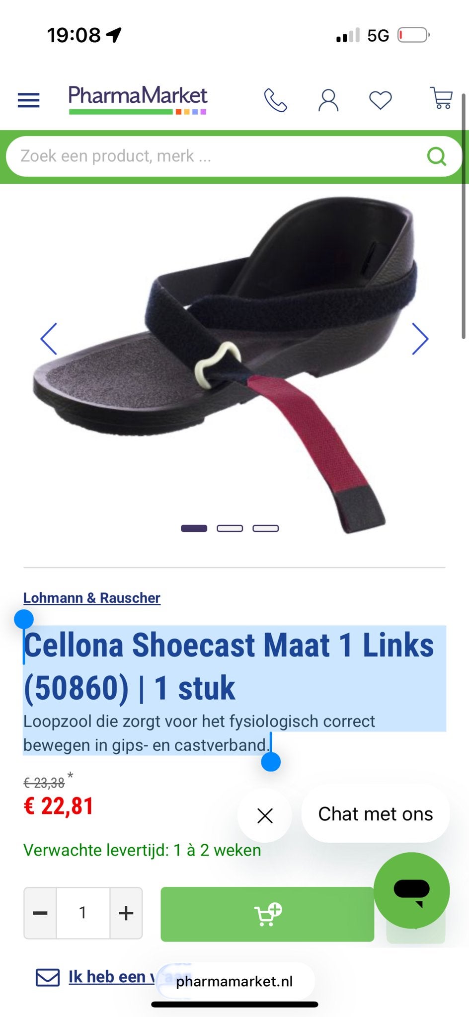 Shoecast maat 1 links nieuw gips schoen, Ophalen of Verzenden
