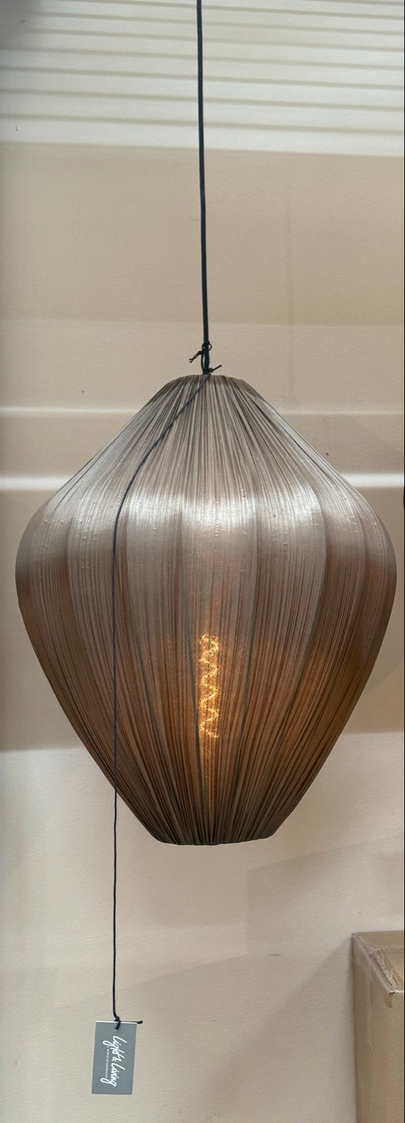 Light&living Hanglamp Ø36x44 cm VERITA brons-bruin, Ophalen, Nieuw, Textiel, E27 (groot)