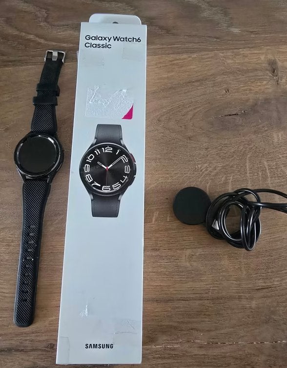 Samsung Galaxy Watch 6 Classic, 43mm, Bluetooth, Gebruikt, Samsung watch 6 classic, Zwart, Ophalen of Verzenden