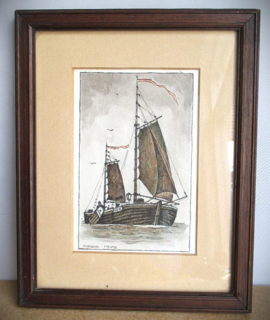 Bomschuit~Katwijk aan Zee~Tekening Cees Barnhoorn 1979, Ophalen of Verzenden