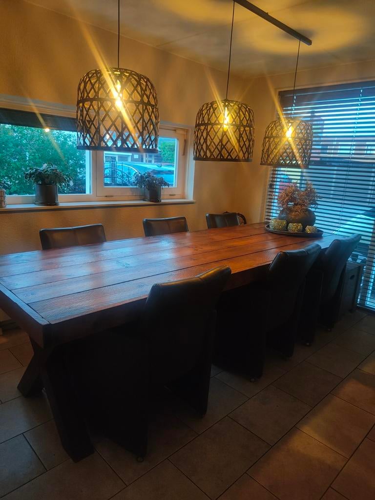 6 Leren Eetkamerstoelen op Wieltjes - Gebruikt, maar prima!, Huis en Inrichting, Stoelen, Gebruikt, Zwart, Leer, Ophalen of Verzenden