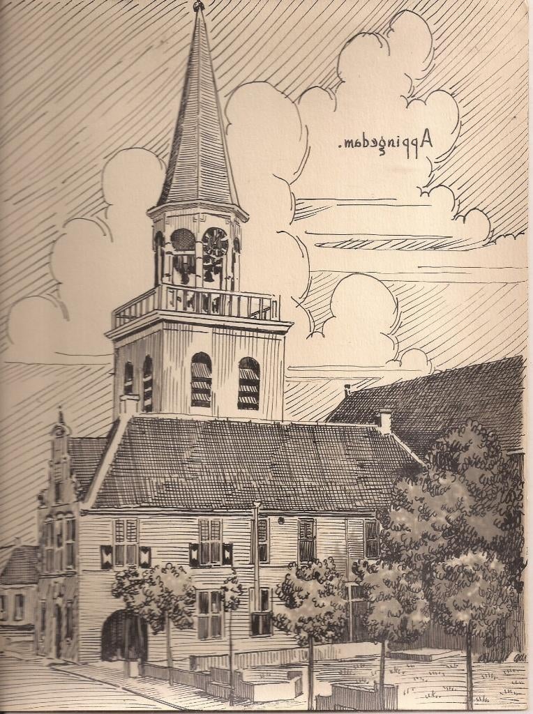 Appingedam Stadsgezicht met Kerk Sievers 50/60er jaren, Ophalen of Verzenden