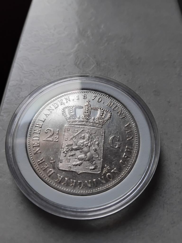 Zilveren 2½ Gulden Willem III 1870, Koning Willem III, Zilver, Ophalen of Verzenden, Losse munt