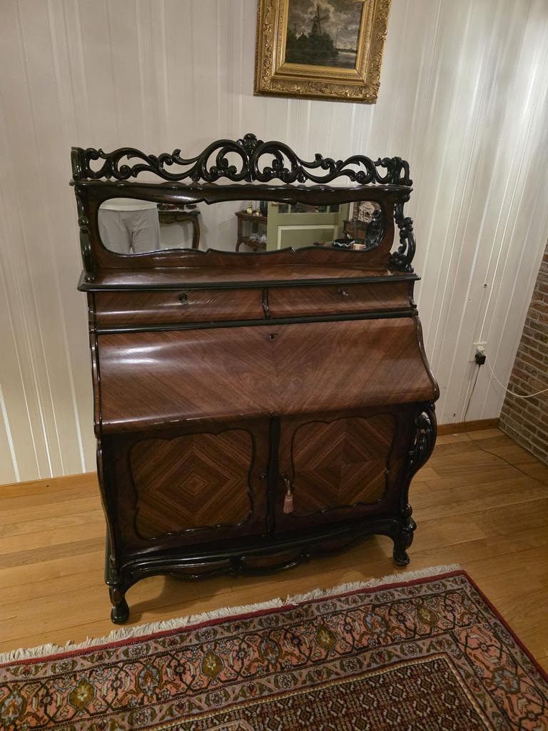 Antieke Biedermeier Kast Mahonie met Spiegel, Ophalen