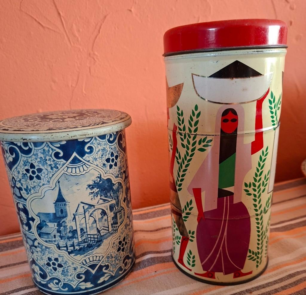 2 Vintage Albert Heijn blikken, Ophalen of Verzenden, Gebruikt, Overige, Overige merken