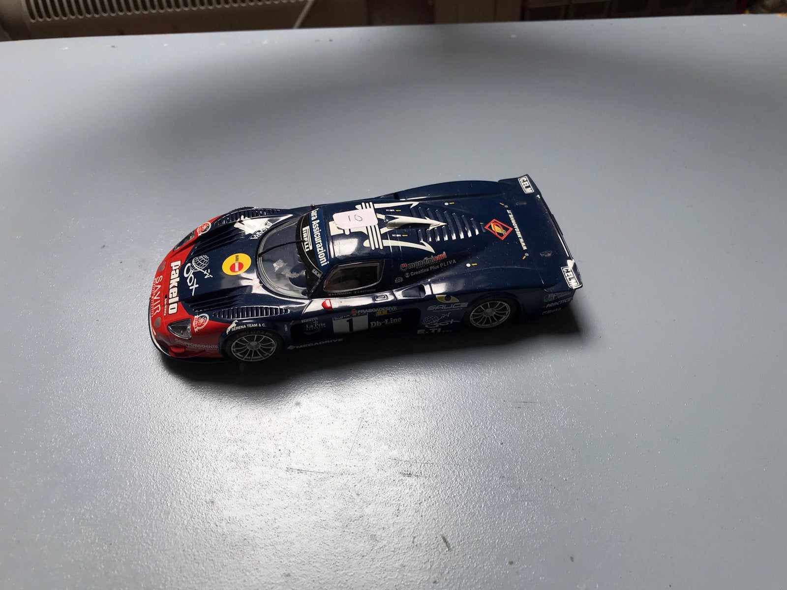 Maserati MC12 GT1 Modelauto - Blauw/Rood, Ophalen of Verzenden, Gebruikt, Elektrisch, Overige merken