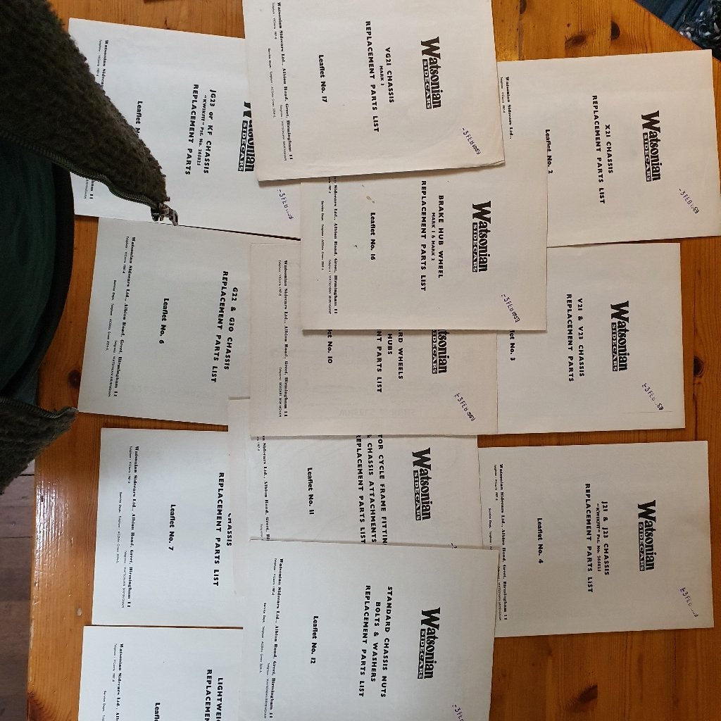 Watsonian Sidecar Replacement part lists € 48,00, Ophalen of Verzenden, Zo goed als nieuw, Merk of Model