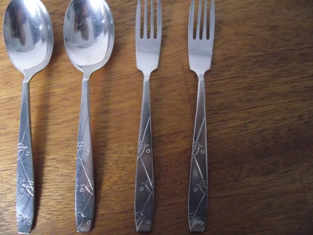 4 vintage Sola Blanche bestek model Galactie ruimte 1960 p s, Ophalen of Verzenden