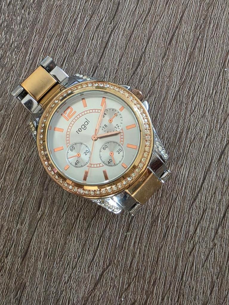 horloge merk 'regal' in kleur zilver/goud, Staal, Staal, Polshorloge, Zo goed als nieuw