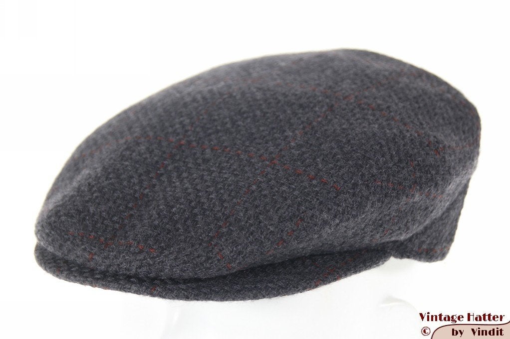 Platte pet Borsalino Doria donker grijs wol met drukknoop 56, Borsalino - Doria, Nieuw, Ophalen of Verzenden, Pet