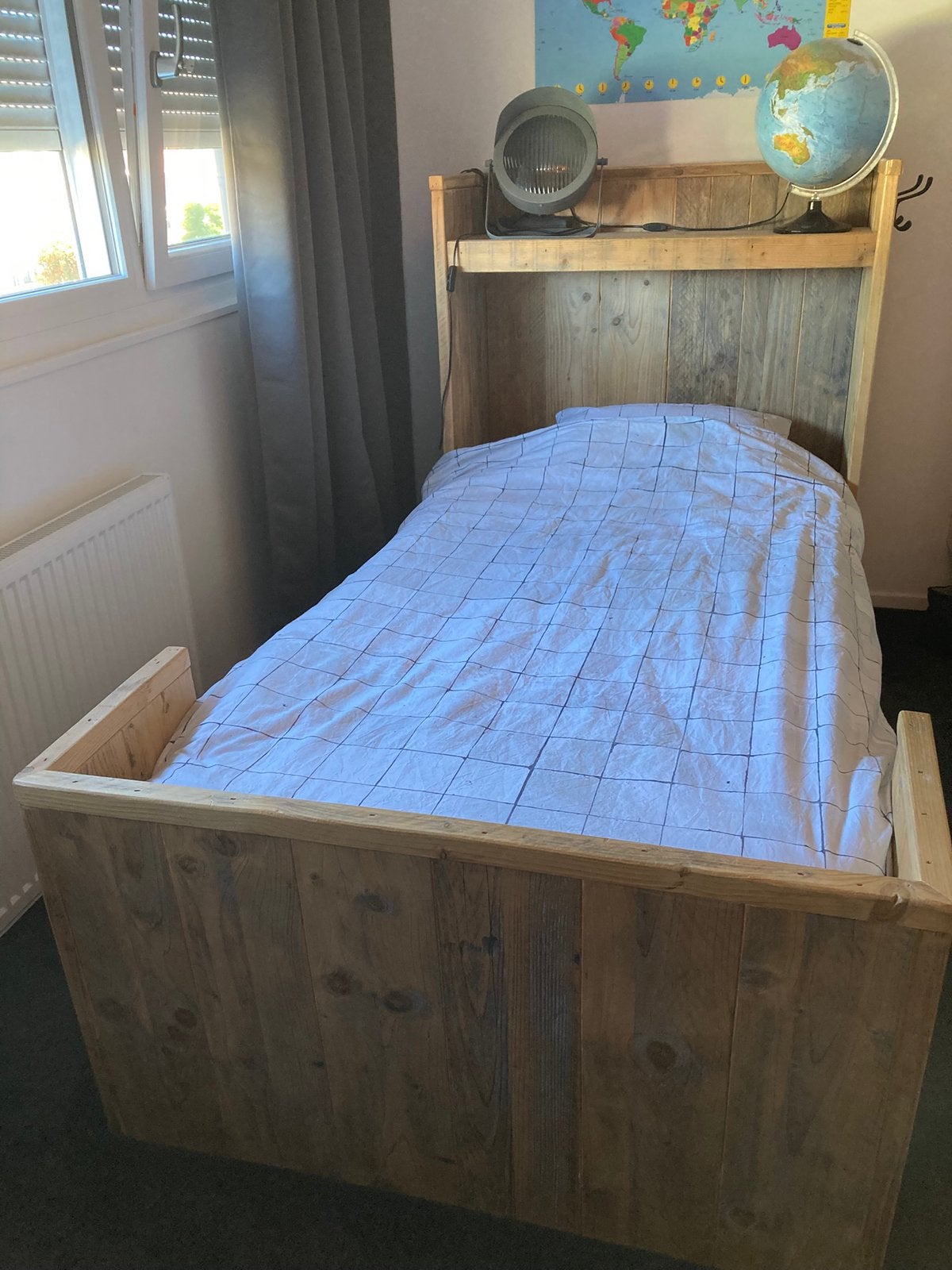 Steigerhouten kinderbed, Ophalen, Zo goed als nieuw, 180 cm of meer, 85 tot 100 cm