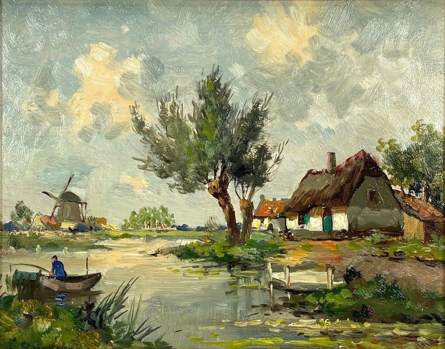 131. Schilderij, Louis Stutterheim – landschap, ca.1920, Ophalen