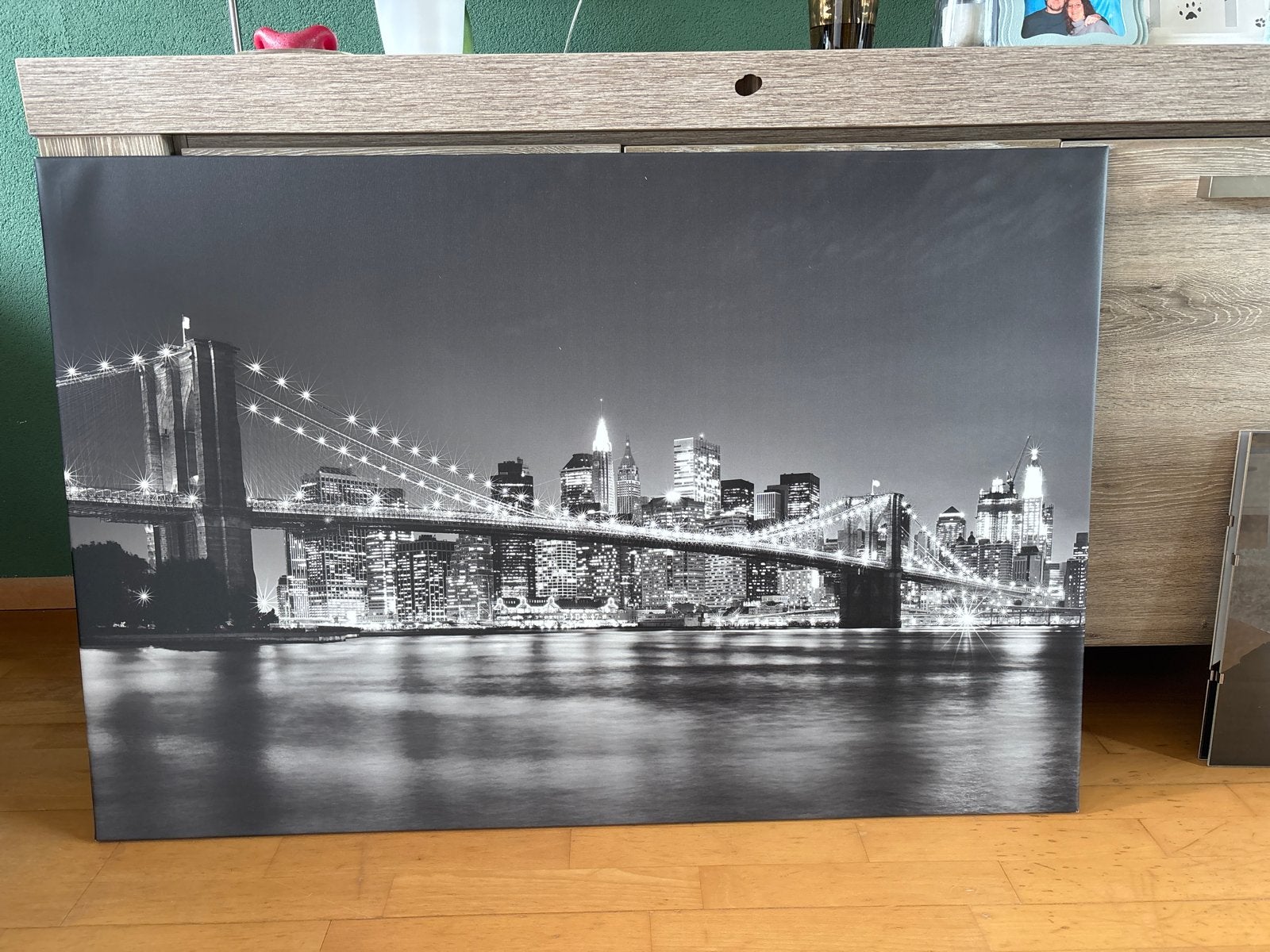 Canvas schilderij Brooklyn Bridge New York zwart-wit, Ophalen, Zo goed als nieuw, Schilderij, 100 tot 125 cm