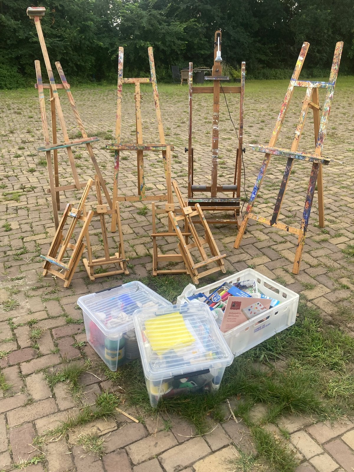 Schilder ezels inclusief verf, kwasten, Ophalen, Gebruikt