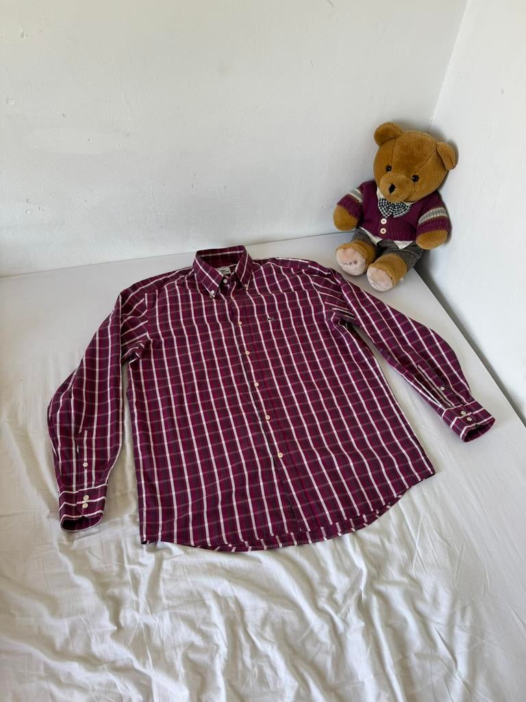 Vintage Lacoste overhemd, Ophalen of Verzenden, Zo goed als nieuw, Rood, Halswijdte 41/42 (L)