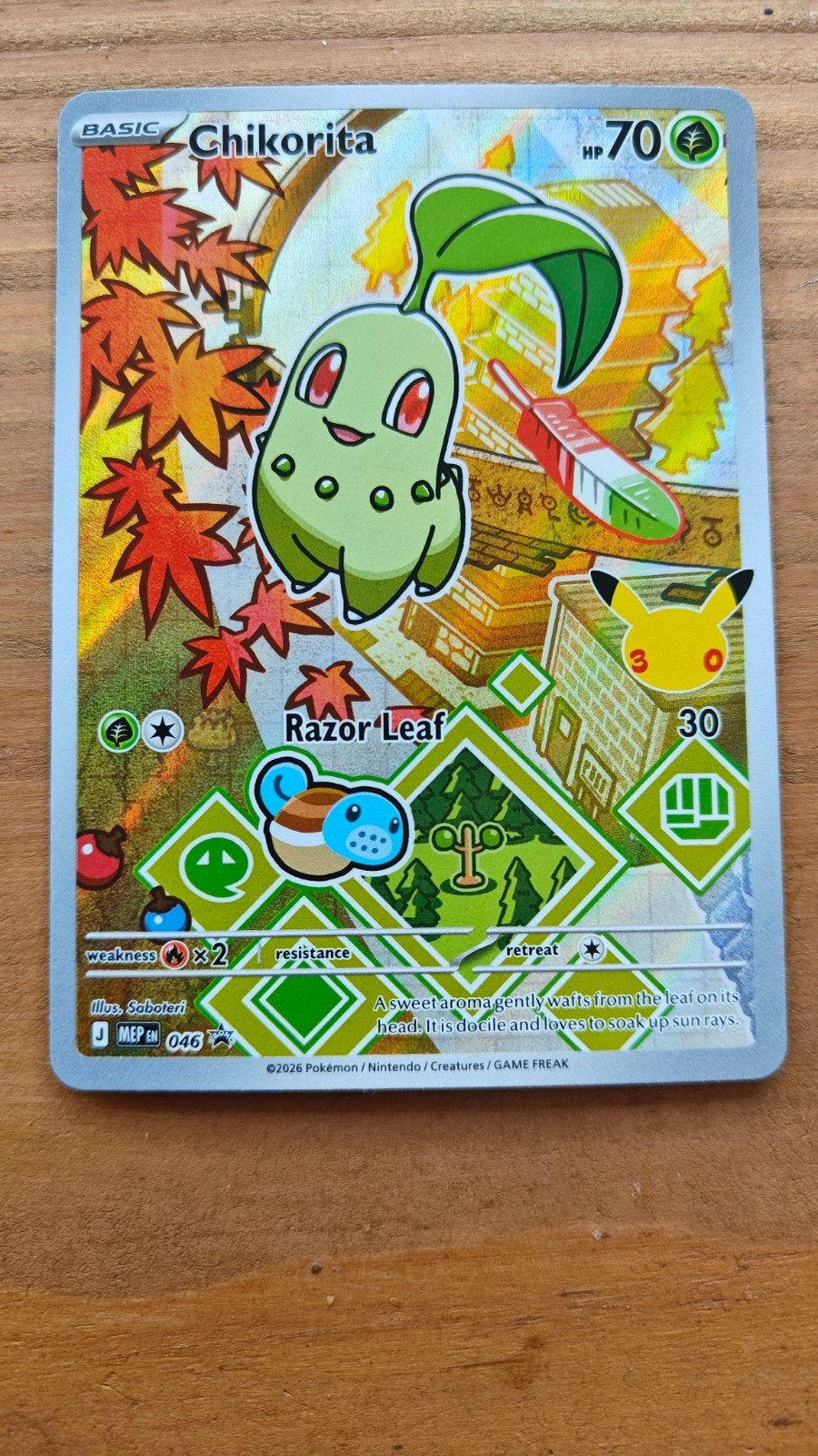 Chikorita MEP046 NM Pokémon Kaart, Ophalen of Verzenden, Zo goed als nieuw, Losse kaart