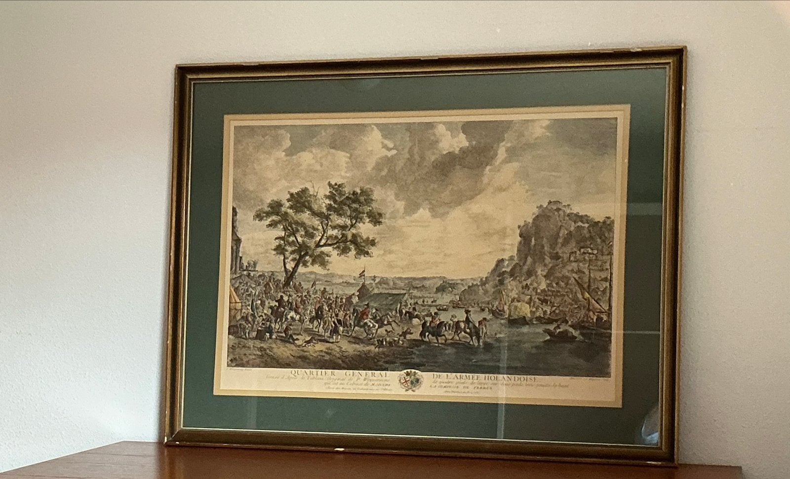 Antieke Gravure 'Quartier General' van P. Wouwermans, Ophalen, Militair, Gravure, Gesigneerd