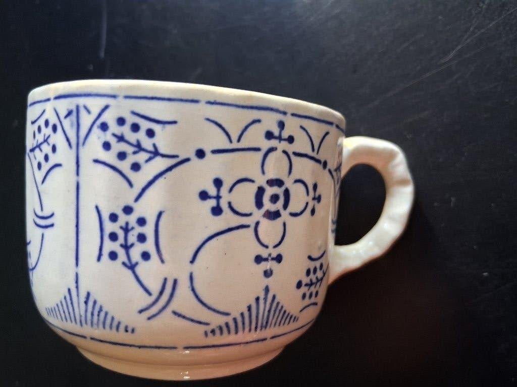 Antieke kop Soc. Maastricht blauw Saks decor *eureka*, Ophalen of Verzenden