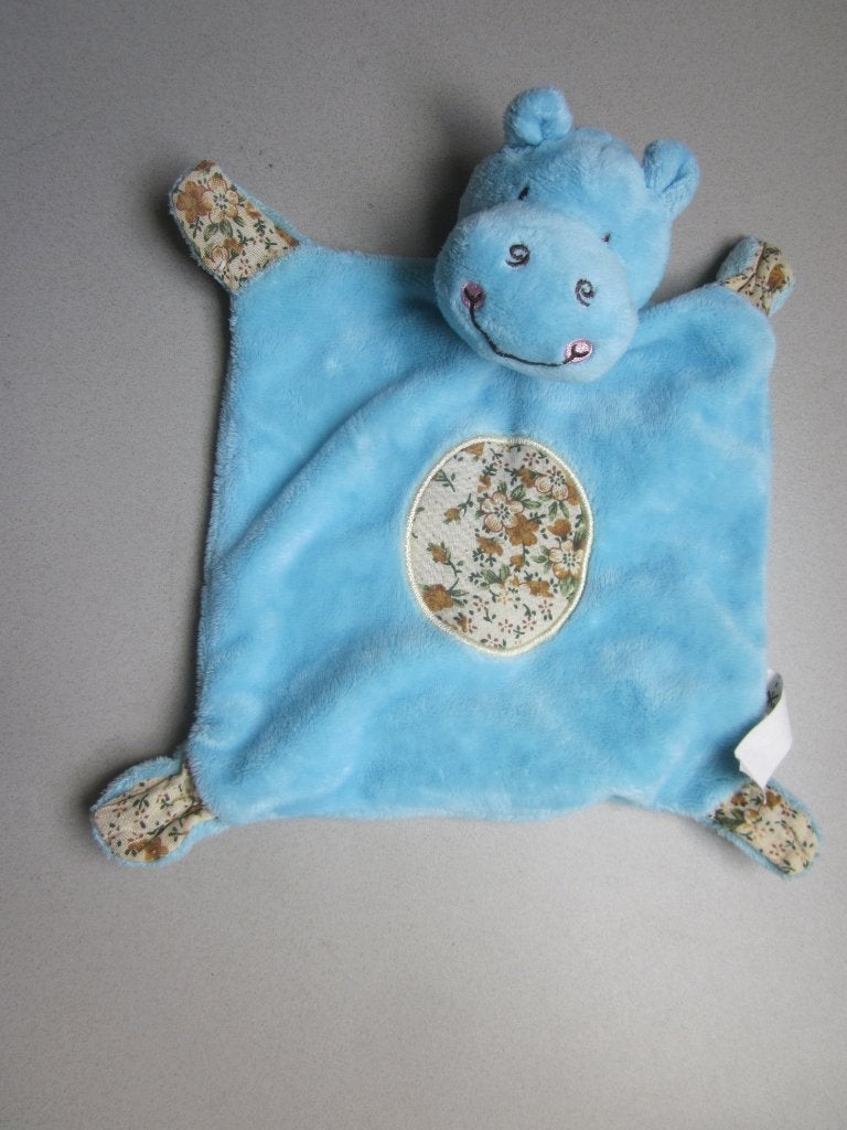 2x Tendertoys blauw pluche knuffeldoek nijlpaard knisper-ha, Paard, Overige merken, Overige karakters, Ophalen of Verzenden