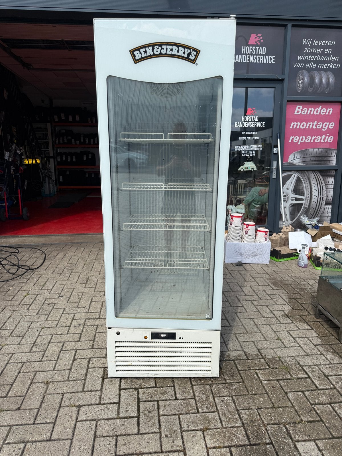 Ben & Jerry's Display Koelkast - Gebruikt, Ophalen, 150 tot 200 liter, 160 cm of meer, 45 tot 60 cm