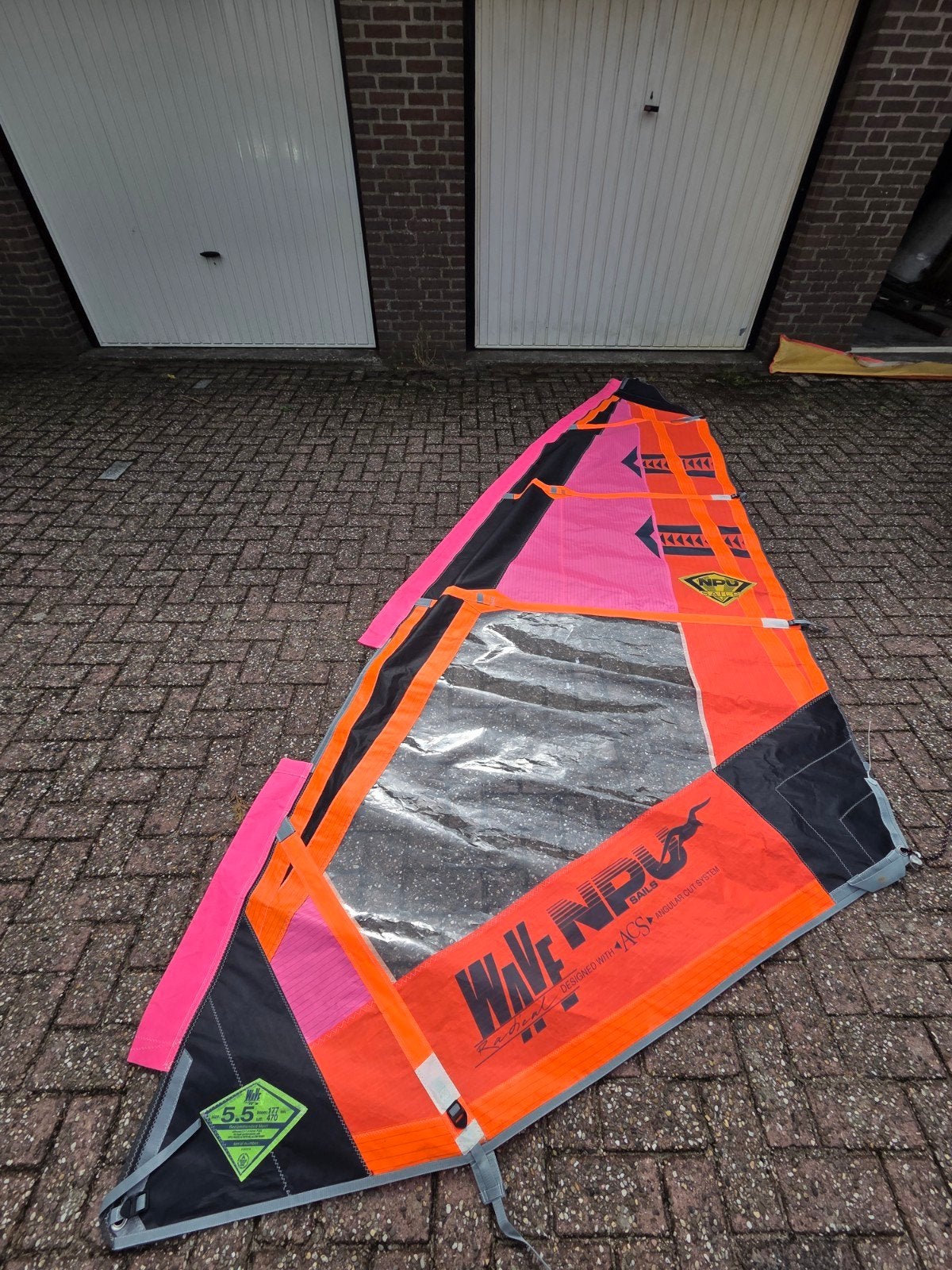Ten Cate surfplank, zeil (5.5m²), mast en giek, Gebruikt, 5 tot 6.5 m², 300 cm of meer, Met mast