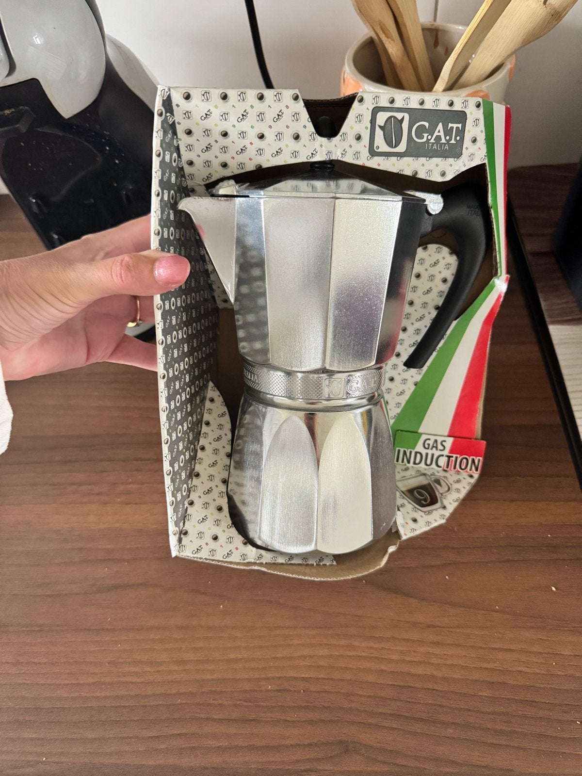 Nieuwe G.A.T. Italia espressomaker voor 9 kopjes, Espresso apparaat, 10 kopjes of meer, Nieuw, Gemalen koffie