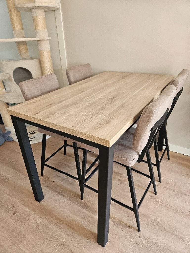 Bartafel & stoelen 138x80cm, Ophalen, Gebruikt, 100 tot 150 cm, Eikenhout