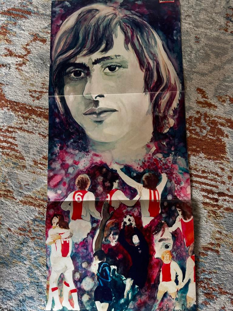 Johan Cruijff Panorama Poster 1970 - Voetballegende, Verzenden, Sport, A1 t/m A3, Rechthoekig Staand
