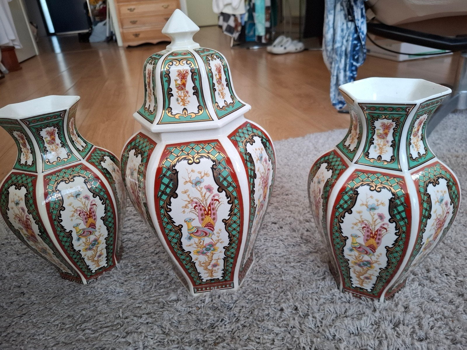 Set van 3 decoratieve vazen met deksel, Ophalen