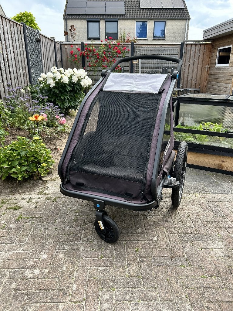 CUBE Kids Trailer fietskar met joggerset en babyhangmatje, Ophalen, Gebruikt, Vering, Kinderkar