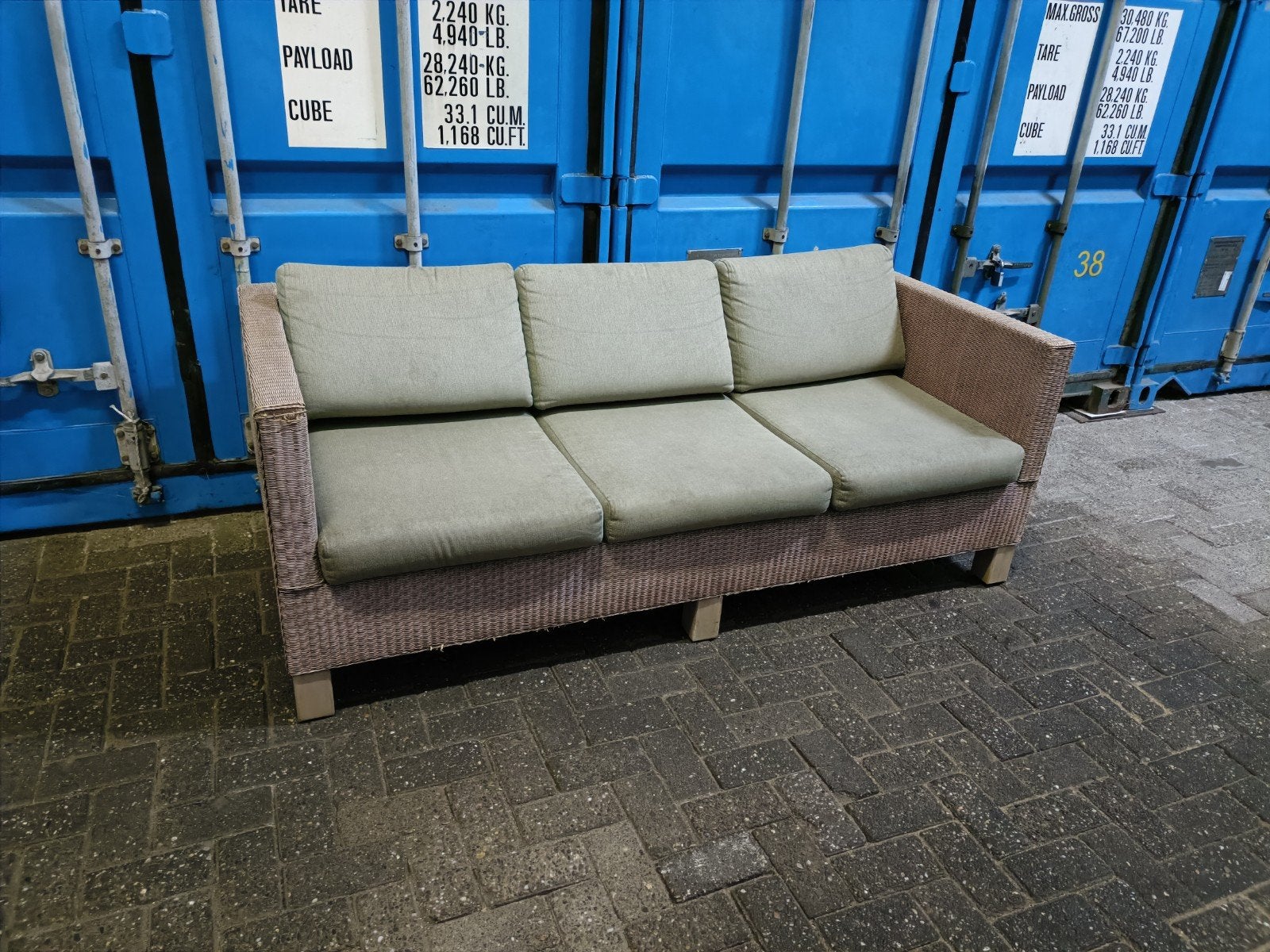 mooie Lloyd Loom rotan bank, Tuin en Terras, Ophalen, Zo goed als nieuw, Rotan