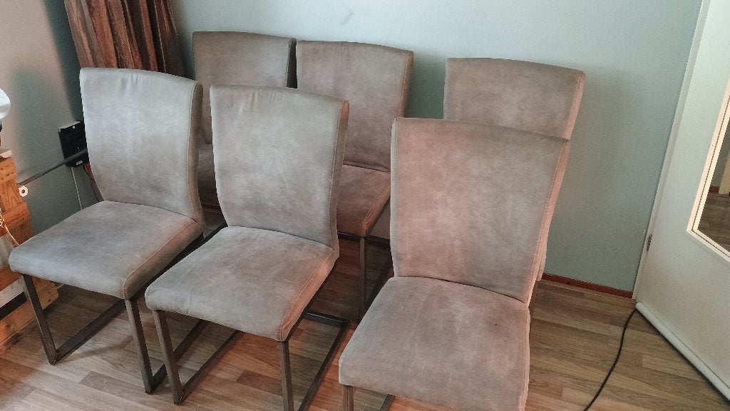 6 grijze eetkamer stoelen, Ophalen, Gebruikt, Vijf, Zes of meer stoelen, Stof