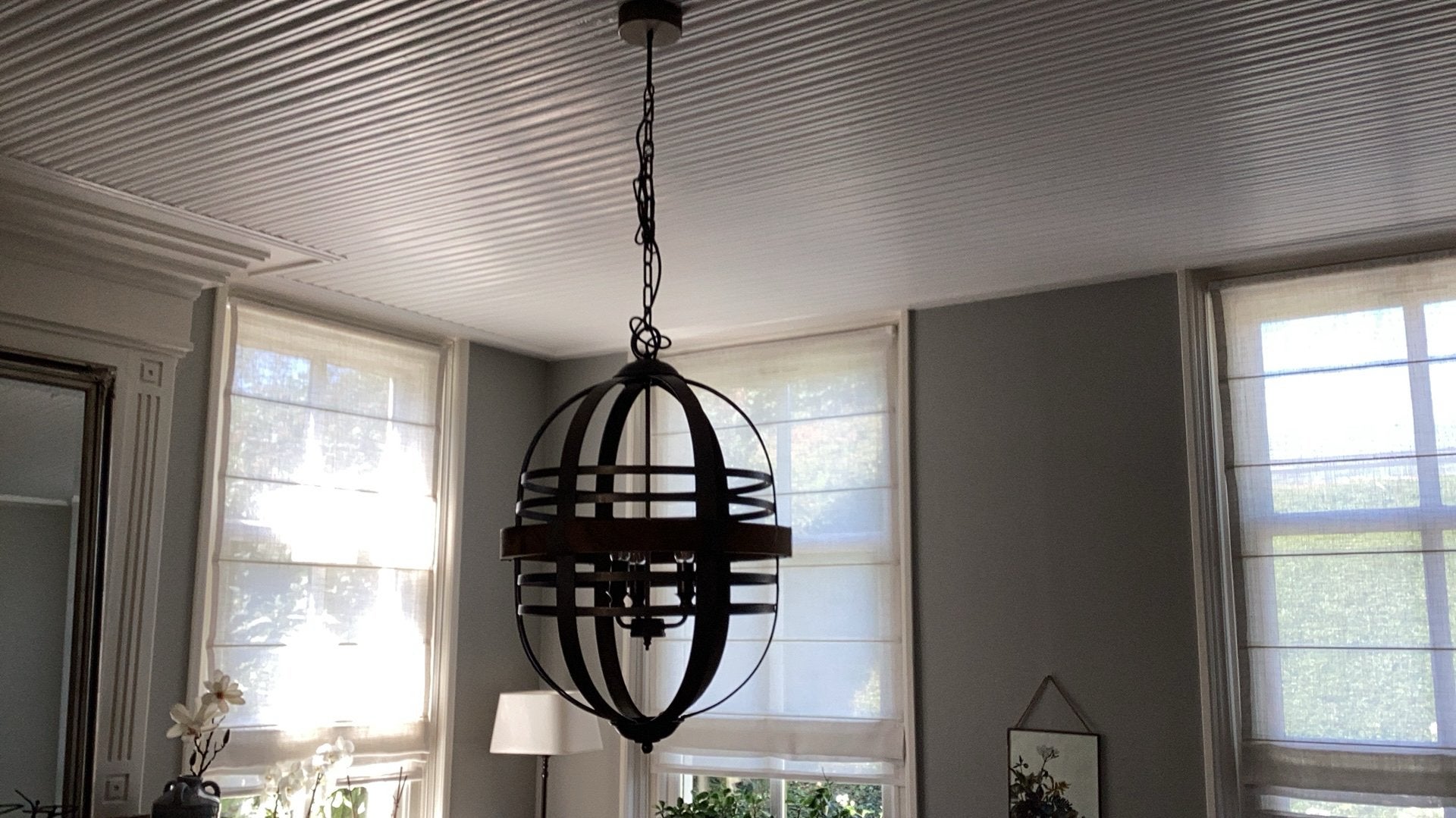 Hanglamp; landelijke/klassiek, hout en ijzeren kroonluchter, Ophalen, Zo goed als nieuw, Hout