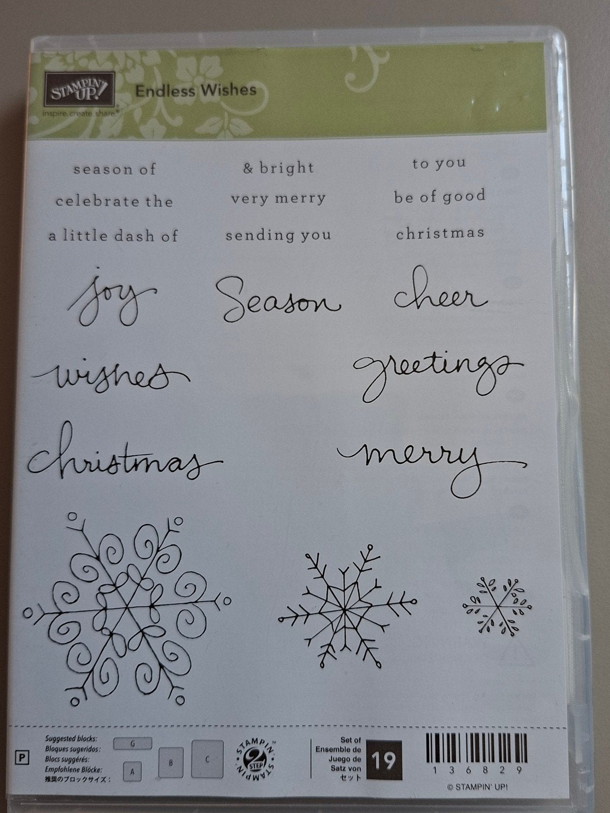 Stampin' Up! Stempelset Endless Wqishes & Thinlits Kerstmis, Hobby en Vrije tijd, Ophalen of Verzenden, Zo goed als nieuw